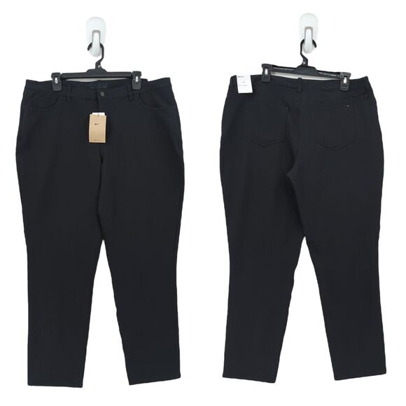 Nike Women 16 Dri Fit Pants Black Slim Fit Golf Stretch Sporty DA3154-010 NEW - Picture 1 of 9